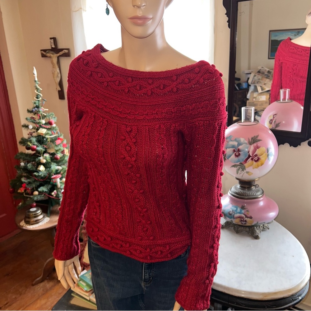 Off the shoulder red sweater